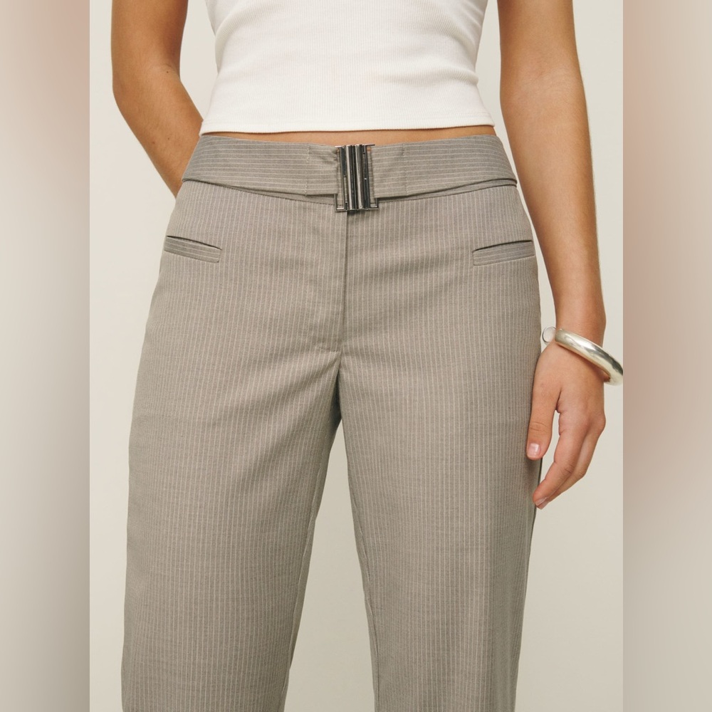 Reformation low rise Cherie Pant ‘Shitake Stripe’ size 10 - Picture 3 of 6